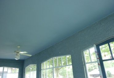 Blue painted ceiling front porch renovation - small home improvement projects in Champagne IL