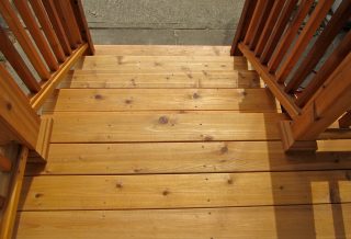 Cedar stair treads on porch remodel in Champaign IL