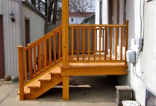 Cedar side railings on porch remodel in Champaign IL