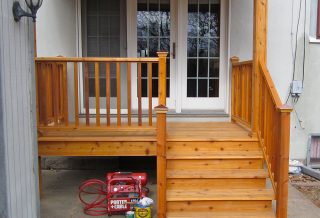 Cedar porch steps on porch remodel in Champaign IL