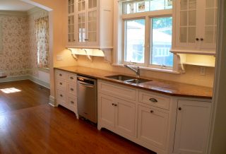 Sink and counters in galley kitchen remodeling project in Champaign