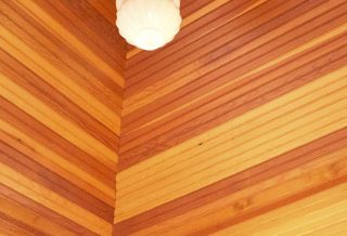 Wood paneling on cupola ceiling in historic restored Victorian farmhouse in East Central IL