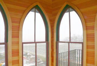 Cupola windows in historic restored Victorian farmhouse in East Central IL