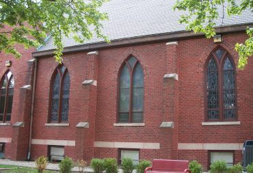 Restored arched windows in McKinley Presbyterian Church in Champaign