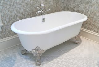 Clawfoot tub in historic restored Victorian farmhouse in East Central IL