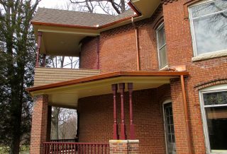 Copper gutters and downspouts on award-winning historic preservation construction project