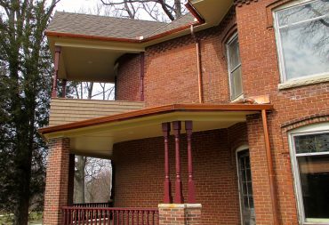 Copper gutters and downspouts on award-winning historic preservation construction project