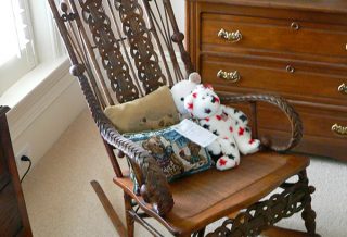 Fancy rocking chair in historic restored Victorian farmhouse in East Central IL