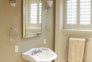 Remodeled bathroom in historic restored Victorian farmhouse in East Central IL