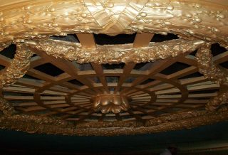 Restored ceiling medallion in Orpheum Auditorium historic preservation project in Champaign IL