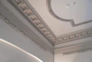 Repaired plaster mouldings, Historic restoration of Orpheum Children's Science Museum in Champaign IL