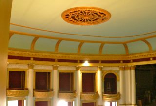 Ceiling, mouldings, and medallion restoration in Orpheum Auditorium historic preservation project in Champaign IL