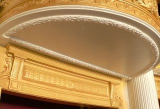 Restored loge boxes in Orpheum Auditorium historic preservation project in Champaign IL