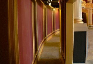 Restored hallway in Orpheum Auditorium historic preservation project in Champaign IL