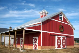 Restored historic timber framed barn