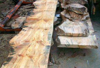 Stack of milled Austrian pine boards