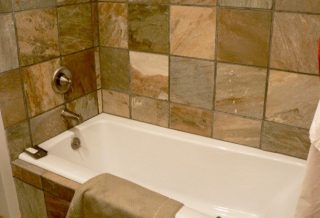 Urbana straw bale house bathtub