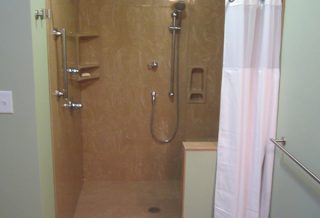 Master bathroom remodeled for accessibility in Champaign, IL.
