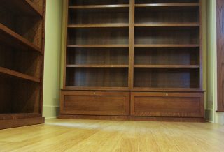 Home library addition with finished bookcases