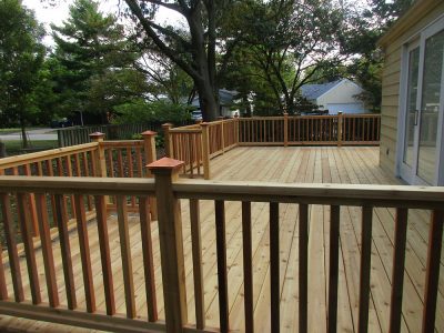 Wrap-around cedar deck remodel in Urbana IL.