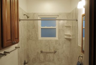 Cultured marble in tub/shower in bathroom remodel in Champaign, IL