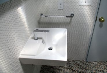 Three-quarter bathroom remodel, retro style, in Urbana IL.