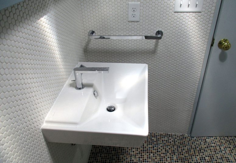 Three-quarter bathroom remodel, retro style, in Urbana IL.