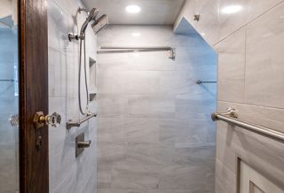 Half bathroom to full bathroom conversion remodel in Champaign IL.