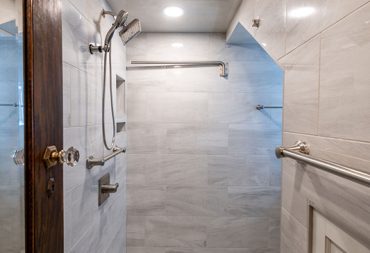 Half bathroom to full bathroom conversion remodel in Champaign IL.