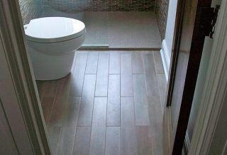 New tile floor, part of bathroom remodel in West Urbana IL